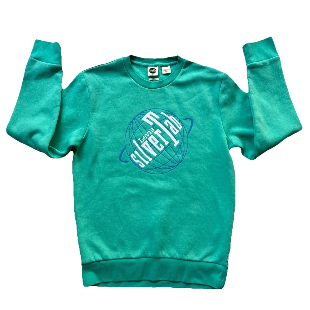 Levi's SilverTab Men's S Sweatshirt Green Y2K Graphic Retro Streetwear Skate